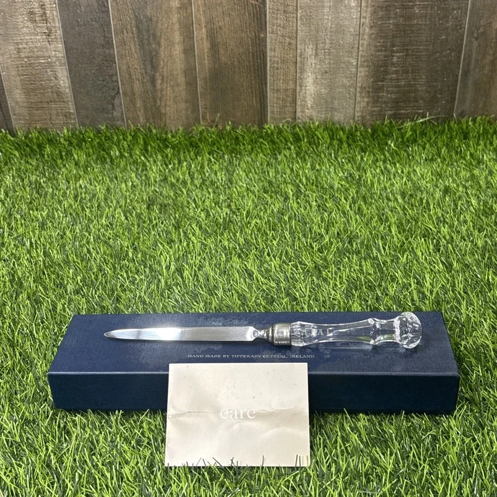 Tipperary Crystal Ireland Letter Opener Crystal Handle Box & Care Card